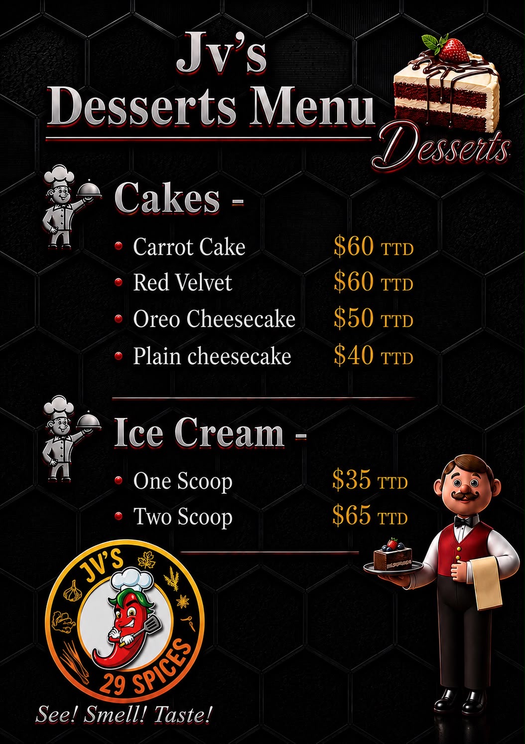 JVS Desserts Menu